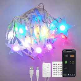 Dreamcolor Smart Star String Lights 16.4Ft 25 Stars Christmas String Lights App Control 20 Modes Music Sync RGBIC Twinkle Lights Waterproof For Bedroo