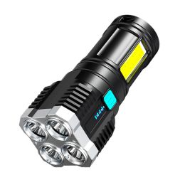 4-core Led Multi-functional Bright Flashlight COB Side Light Outdoor Portable Home USB Rechargeable Flashlight