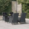 5 Piece Patio Dining Set Dark Gray Poly Rattan