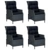 5 Piece Patio Dining Set Dark Gray Poly Rattan