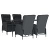 5 Piece Patio Dining Set Dark Gray Poly Rattan