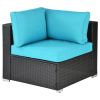 Outdoor Garden Patio Furniture 7-Piece PE Rattan Wicker Sectional Cushioned Sofa Sets with 2 Pillows and Coffee Table