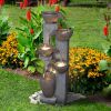 39inches Outdoor Water Fountains with LED Lights for Garden Decor