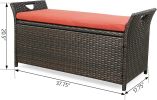 Patio Wicker Storage Bench Outdoor Rattan Deck Storage Box with Cushion