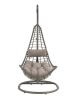 Uzae Patio Hanging Chair with Stand; Gray Fabric &amp; Charcaol Wicker 45105