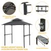 Outdoor Grill Gazebo 8 x 5 Ft, Shelter Tent, Double Tier Soft Top Canopy and Steel Frame with hook and Bar Counters, Grey-dk