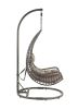 Uzae Patio Hanging Chair with Stand; Gray Fabric &amp; Charcaol Wicker 45105