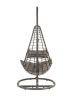 Uzae Patio Hanging Chair with Stand; Gray Fabric &amp; Charcaol Wicker 45105