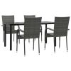 5 Piece Patio Dining Set Gray Poly Rattan