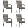 5 Piece Patio Dining Set Gray Poly Rattan