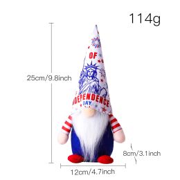 Independence Day Liberty Rudolph Doll Fan Flag American National Day Goddess Statue Hat Faceless Doll Outdoor Festive Decoration (Height: 11cm-30cm, Color: 2)