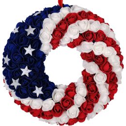 Patriotic Americana Wreath;  Boxwood Handcrafted Memorial Day Wreath Festival Garland Decoration (Color: COLOR 1, size: 10in)