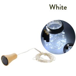 1pc 10/20 LED Solar Wine Bottle Cork Shaped String Lights; Garland Wire Fairy String Light; 3.3/6.6ft; Outdoor Party Decoration (Color: White Light, size: 2M 20 Lamp Beads)