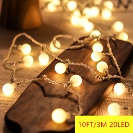 1pc Circular String Lights; Battery Powered; 20ft 40 LEDs; Twinkle Lights With Indoor/Outdoor Waterproof Ball-shape String Lights For Bedroom (Color: Warm White, Items: 3M 20LED)