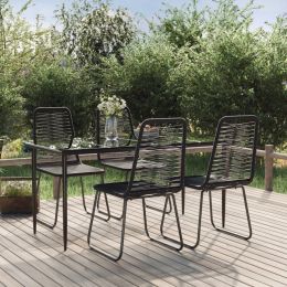 5 Piece Patio Dining Set Black (Color: BLACK)