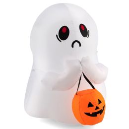 Holiday Backyard Decor Halloween Inflatable Horror Ghost  W/LED Lights (Color: White, size: 4 FT)