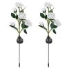 2Pcs Solar Powered Lights Outdoor Rose Flower LED Decorative Lamp Water Resistant Pathway Stake Lights